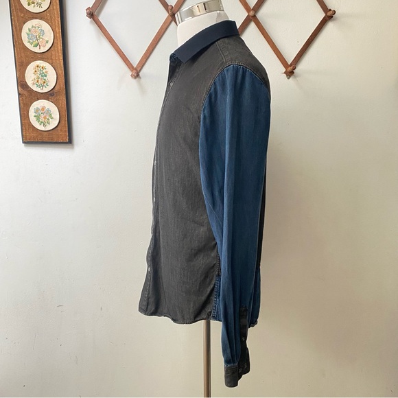 Elie Tahari Two Tone Contrast Button Up Shirt - Picture 8 of 13